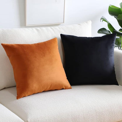 Artscope Luxury Velvet Pillow Covers Super Soft Decorative Square Throw Pillow Covers Case Cushion Covers for Sofa Couch Bedroom Car Decor 26x26 Inch Black
