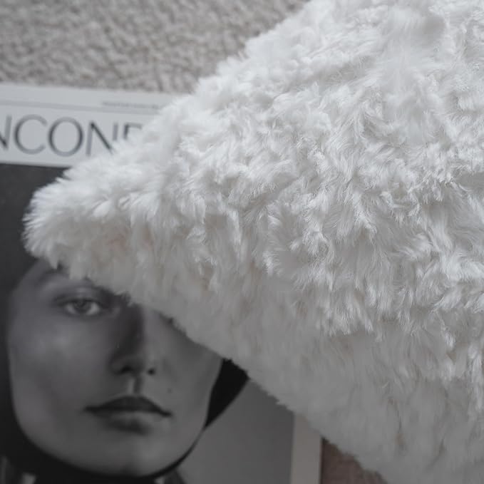 Neelvin Set of 2 Faux Fur Throw Pillow Covers 16x16 Inch White Cozy Soft Solid Decorative Pillowcases Thick Plush Sheepskin Cushion Case for Chair and Couch Sofa Bedroom
