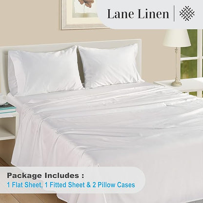 LANE LINEN 100% Egyptian Cotton California King Sheet Sets, Soft & Comfy Luxury Hotel Like Thick Fully Elasticized Bed Sheets, No Pill Fade Resistant Oeko Tex Certfied Cal King Sheets - White