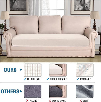 H.VERSAILTEX Super Stretch Individual Seat Cushion Covers Sofa Covers Couch Cushion Covers Slipcover Sets Thick Jacquard Textured Twill Fabric (1 Piece Sofa Cushion Cover, Ivory)