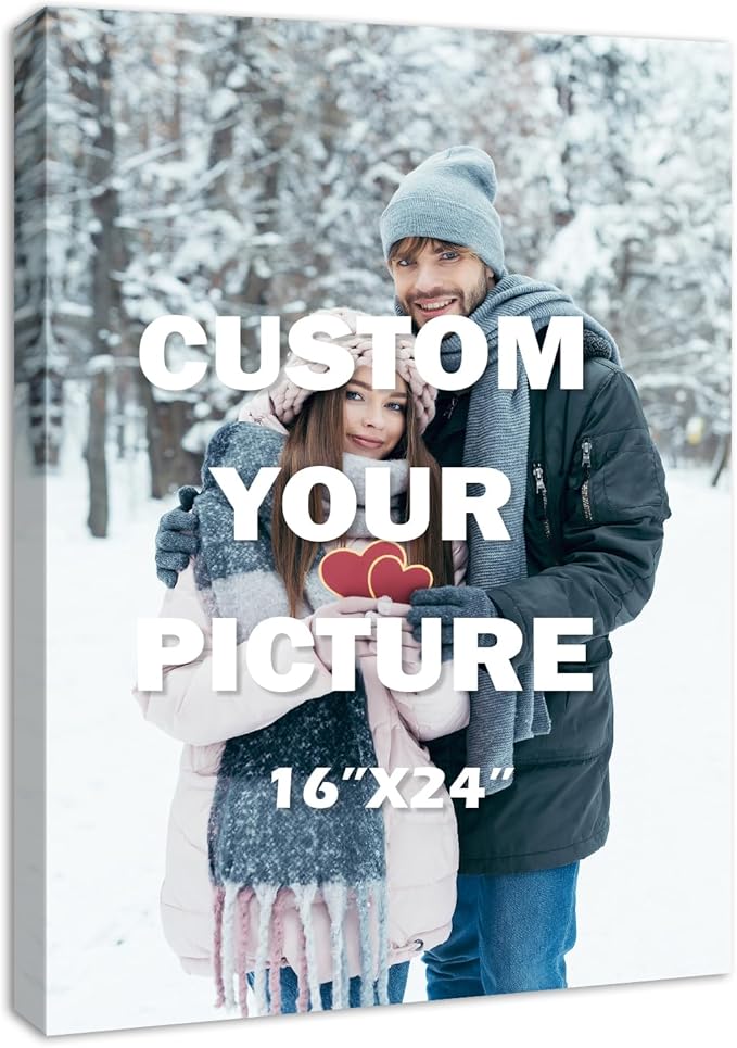 YYYYHPP Canvas Prints with Your Photos, Personalized Photo to Canvas Wall Art,Canvas Printing for Wedding, Family, Baby, Pets, Home Office Decor, Wrapped Frame 16"x24"