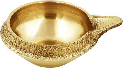 Shubhkart Premium Embossed Brass Diya Set of 3 – Handcrafted Oil Lamp Trio for Home Décor, Prayer Rooms, Yoga Corners, Festive Lighting & Gifting with Engraved Artwork and Heavy-Duty Brass Shine