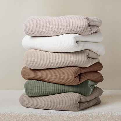 EVERGRACEHOME Cotton Gauze Full Queen Bedspread, Ultra Soft Prewashed Pick Stitch Matelassé Coverlet, Lightweight Textured Oversized Queen Quilt Bedding Set for All Season, with 2 Shams, Tan