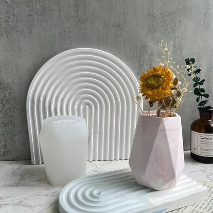 Hexagon Diamond Vase Plaster Concrete Flower Pot Silicone Mold Succulent Plants Cement Clay Mold Pen Holder Mould Home Decor Ornament