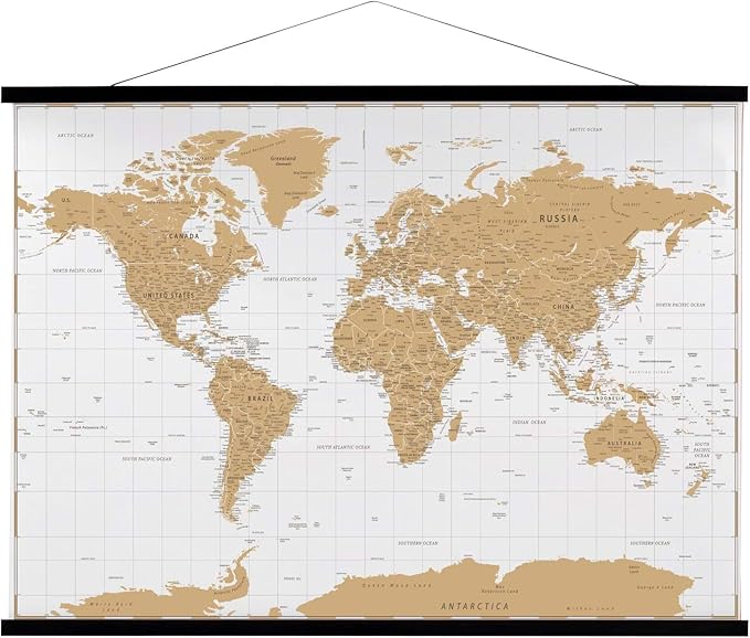 FALAMON Magnetic Poster Hanger Frame, 48x36 48x24 48x32 Teak Wood Magnet Poster Frame for Posters, Prints, Photos, Pictures, Maps, Scrolls, and Canvas Artwork(Black, 48")