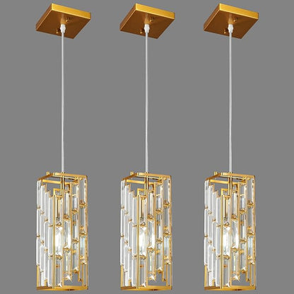 Gold Pendant Lighting Modern Pendant Light, Mini Crystal Chandeliers,Adjustable Pendant Light Fixture for Kitchen Island Dinning Room Bedroom (3 Pack)