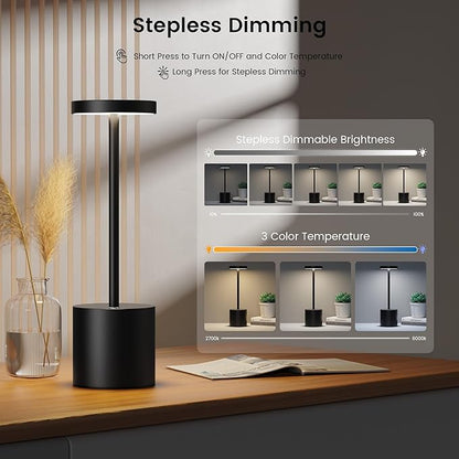 SAKRINGT Cordless Table Lamp Rechargeable,5000mAh Battery Operated Portable LED Table Light,Dimming Desk Lamp for Patio/Restaurant/Outdoor