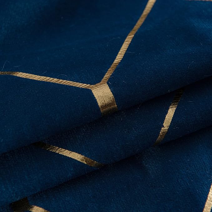 WACOMECO Gold Throw Pillow Covers, Pack of 2 Soft Velvet Decorative Cushion Covers for Couch Sofa Home Decoration, Navy Blue, 18x18 Inch