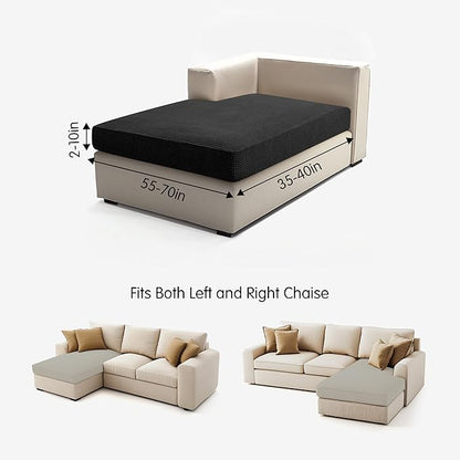 Hokway Stretch Chaise Cover Individual Couch Cushion Slipcovers Reversible Cushion Protector Slipcovers Sofa Cushion Protector Covers (Chaise Cover, Black)