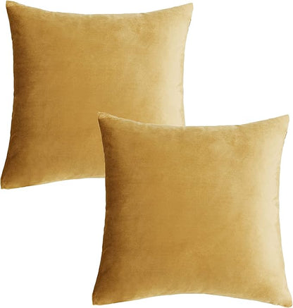 GIGIZAZA Golden Throw Pillow Covers 18x18 Decorative Velvet Cushion Covers Pack of 2 Pillowcase for Sofa