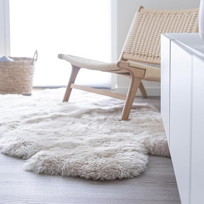 Real Sheepskin Rug 4x6 ft | Sheepskin Rugs for Living Room and Sofa | Bedside Rugs for Bedrooms | Large Fluffy Rug is Breathable & Heat-regulating in Color Beige