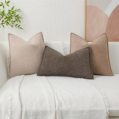 Kevin Textile Waterproof Decorative Pillow Covers Coco Brown 24x24 Inch Pack of 2 Soft Boucle Textured Euro Pillowcases Elegant Accent Pillows for Couch Sofa Chair Bed Home Decor Indoor Outdoor