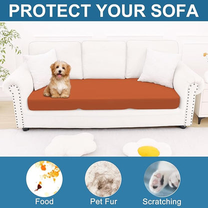 Smiry Printed Couch Cushion Covers, Stretch Soft Couch Covers for Sofa, Washable Non-Slip Sofa Slipcover Furniture Protector for Indoor and Outdoor (Large, Rust)