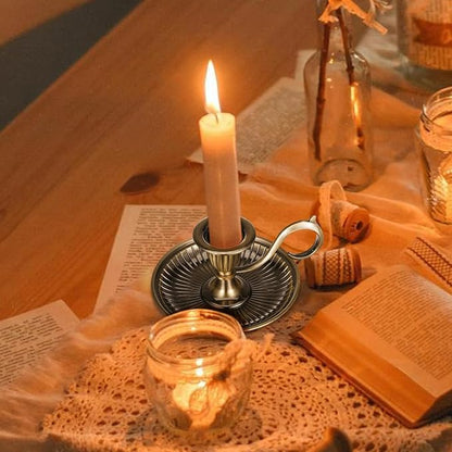 Healifty Candle Holder Candlestick Holder: Taper Candle Holders for Christmas Decor, Vintage Bronze Candlestick Holder with Handle, Candle Stand Chamberstick Handheld for Party Wedding Decor