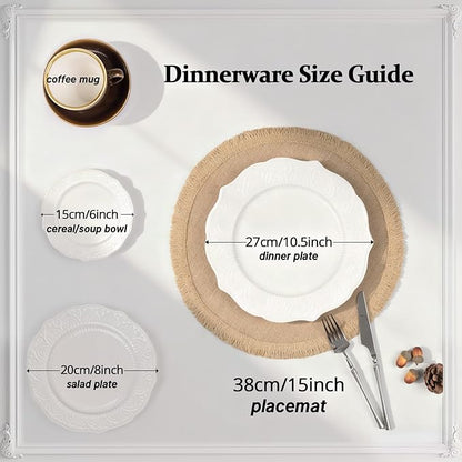 FunWheat Burlap Round Braided Placemats Set of 12 for Dining Tables 15 Inch Heat Resistant Jute Table Mats Farmhouse Woven Fabric Natural Place mats for Fall Decoration (Twine Circle)