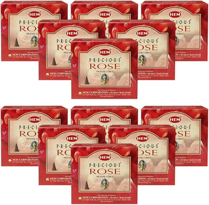 Precious Rose Incense Cones and Cone Incense Burner Bundle Insence Insense Hem Incense
