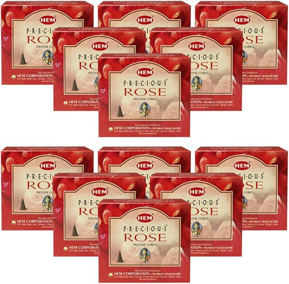 Precious Rose Incense Cones and Cone Incense Burner Bundle Insence Insense Hem Incense