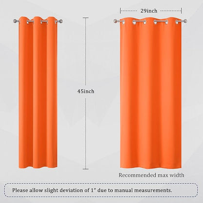 DUALIFE Summer Orange Curtains for Boys Bedroom 2 Panels Autumn Decor Darkening Thermal Insulated Blackout Curtain for Living Room W34 x L45 Inch Grommet Top