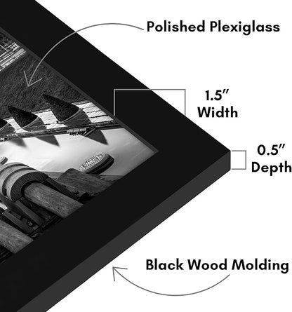Americanflat 14x17 Picture Frame with Polished Plexiglass - Black Picture Frame - Wide Photo Frames Made of Engineered Wood for Vertical or Horizontal Wall Display - Epic Collection - Black