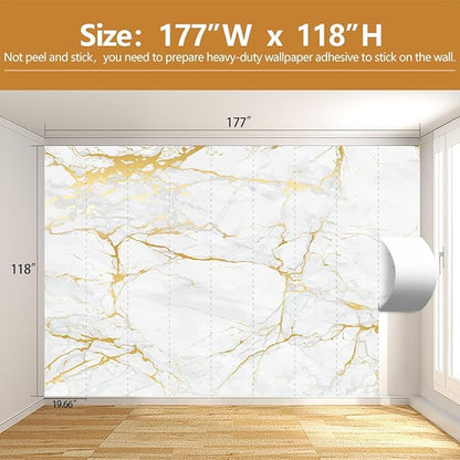 White Gold Marble Wallpaper Modern Abstract Wallpaper Mural for Living Room Offic（Not Peel and Stick）