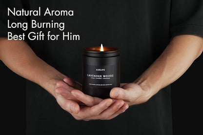 Lavender & Wood Scented Candle - Candle for Men