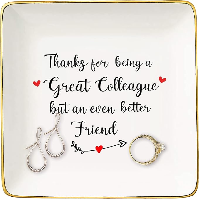 Topthink Leaving or Going Away Goodbye Gifts for Women Colleague Boss Coworker Best Friends - New Job Farewell Gift Friendship Ceramic Jewelry Holder Ring Dish Trinket Tray Thanks being a Great