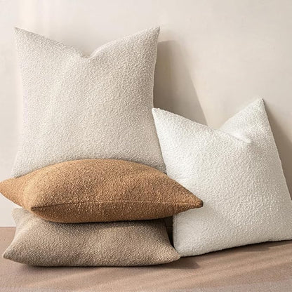 MIULEE Textured Boucle Throw Pillow Cover White Accent Solid Lumbar Christmas Pillow Case Decorative Soft Pack of 1 Couch Cushion Chair Sofa Bedroom Livingroom Home Decor,12x20 Inch