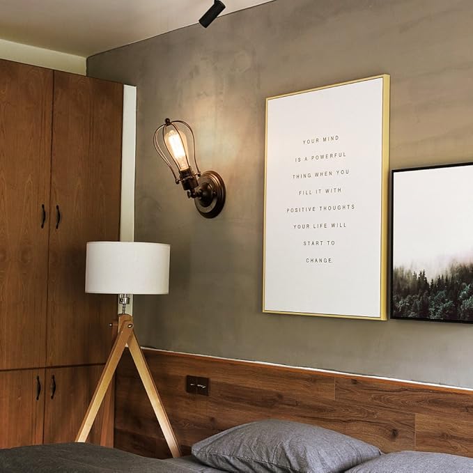 LULING Industrial Wall Sconce Vintage Lighting Adjustable Lamp Rustic Wire Metal Cage Wall Light Shade Edison Style Antique Fixture Porch Mirror (No Bulb) (Bronze Color) (Rust)