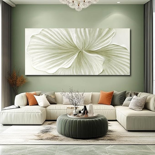 MLART99 Plant Leaf Wall Art Botanical Canvas Ginkgo Painting Nature Green Abstract Artwork Extra Large 32x70 Modern Wall Decor for Living Room Office