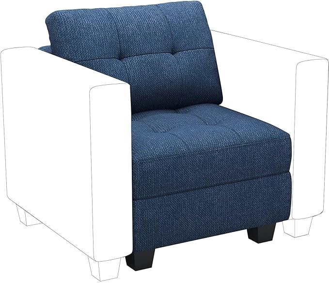 Belffin Middle Module Seat for Modular Sofa Sectional Couch with Storage Accent Armless Sofa Chair Modern Fabric Blue