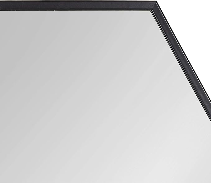 Kate and Laurel Rhodes Modern Hexagon Wall Mirror, 31" x 22", Black, Chic Geometric Wall Mirror