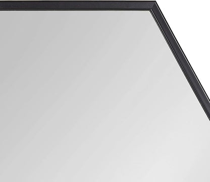 Kate and Laurel Rhodes Modern Hexagon Wall Mirror, 31" x 22", Black, Chic Geometric Wall Mirror