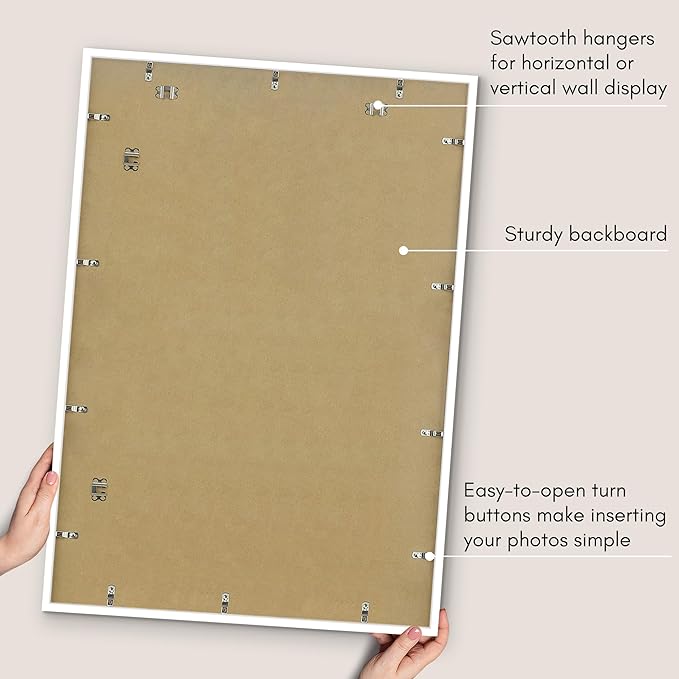 Americanflat 28x40 Poster Frame with Polished Plexiglass - Use as 24x36 Frame with Mat or Display 28x40 Photo Without Mat - Streamline Collection - Thin Border Picture Frames for Wall - White