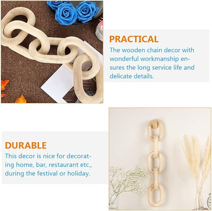CALLARON Wooden Chain Link Decoration Small Handmade Five-Ring Pendant Rustic Hanging Ornament for Living Room Wall Decor Coffee Shop Home Accent