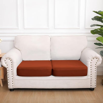 hyha Waterproof Couch Cushion Covers, Stretch Sofa Couch Seat Slipcover for Dog Washable, Non-Slip Waterproof Outdoor Cushion Covers for Patio Furniture Replacement (2 Pieces, Rust)