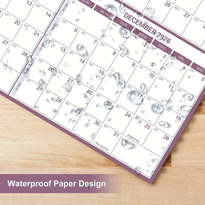2026 Wall Calendar 24" x 36", 12 Months from January to December, Dry Erase Large Annual Yearly Planner, Horizontal/Vertical Calendar for Easy Planning, Organizing (rosy mauve)