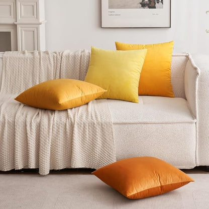 MIULEE Velvet Throw Pillow Covers 12x20 Inch, Pack of 2 - Orange, Soft Solid Lumbar Decorative Pillow Covers Modern Luxury Home Decor for Chair Couch Sofa Bedroom Livingroom