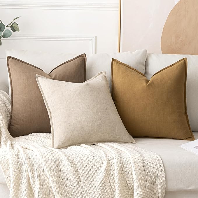 MIULEE Decorative Linen Lumbar Pillow Covers 12x20 Inch Natural Beige Boho Farmhouse Neutral Christmas Couch Throw Pillows for Bed Pack of 2 Accent Modern Pillowcase Sofa Livingroom Home Decor