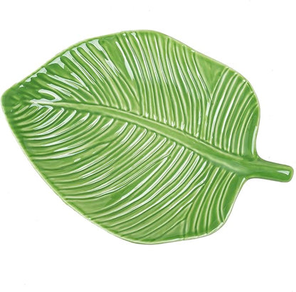 Ceramic Jewelry Tray Trinket Dish, Jewelry Dish for Women, Banana Leaf Ceramic Plate, Ring Dish Holder for Earrings Necklace Organizer, Mother's Day Christmas Birthday Gift