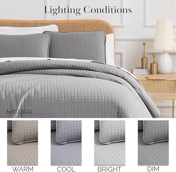 Southshore Fine Living, Inc. Comforter Quilt, King Size Bedding Set, Cal/King Quilt Coverlet Set with 2 Shams, Soft Brushed Lightweight Bedspread, Pet Hair Resistant, Steel Grey