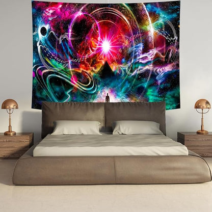 Delur Time Travel Tapestry Galaxy Universe Starry Sky Wall Hanging Tapestry Milky Way Outer Space Abstract Psychedelic Nebula Headboard for Bedroom Living Room Home Decor (70.8" x 92.5")