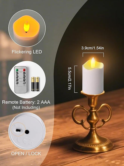 Rechargeable Tea Lights Candles with Remote Timer, 2" x 2.1" Flameless LED Candles with USB Charging Base, Small Votive Candle Electric Fake Candle for Wedding Table Decor Dining (12 Pack)