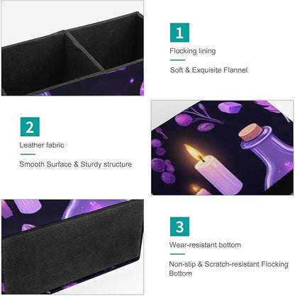 Leather Table Pen Organizer Pencil Pen Holder Office Home Desk Organize Gothic Magic Witch Witchy Trippy Purple Mushrooms