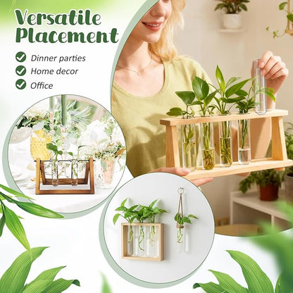 Housoutil Glass Test Tubes for Plants, 5PCS Glass Propagation Tubes for Plants, Test Pipe Vase for Scientific Experiments, Party Office and Home Decorations, Flowers Desktop Propagation