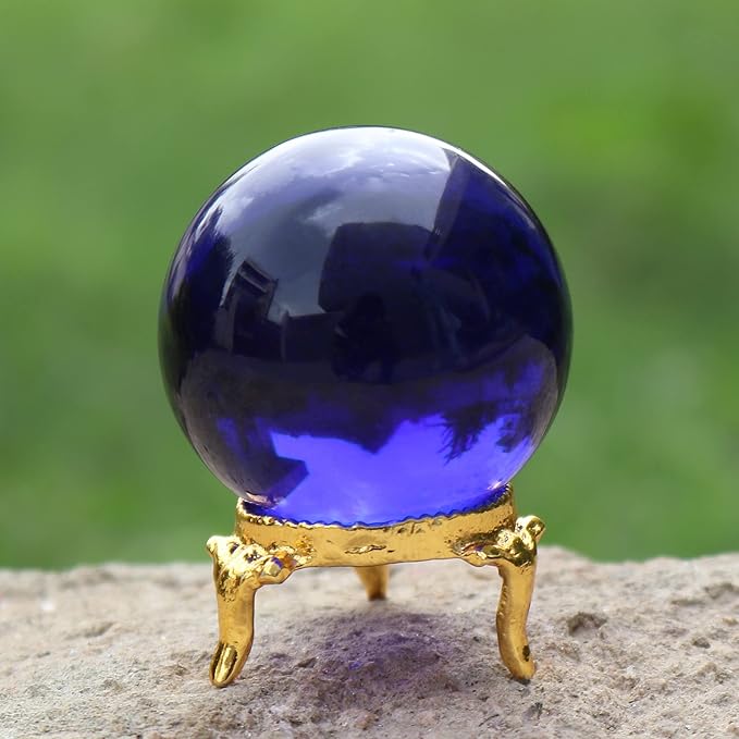 GEMHUB Natural Polished Healing Obsidian Crystal Chakra Stone Sphere Reiki Gemstone Ball for Decoration and Feng Shui (Blue Obsidian)