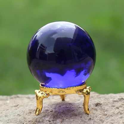 GEMHUB Natural Polished Healing Obsidian Crystal Chakra Stone Sphere Reiki Gemstone Ball for Decoration and Feng Shui (Blue Obsidian)