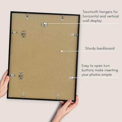 Americanflat 16x20 Picture Frame with Polished Plexiglass - Use as 12x16 Frame with Mat or Display 16x20 Photo Without Mat - Streamline Collection - Thin Border Picture Frames for Wall - Black