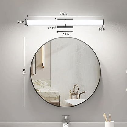 Bathroom Lighting Fixtures Over Mirror: ETL Certified 24 Inch Modern LED Vanity Lights 5000K Cool White - Vanity Light Bar 2500LM with Clear Shade - Black Bathroom Light Fixtures Dimmable