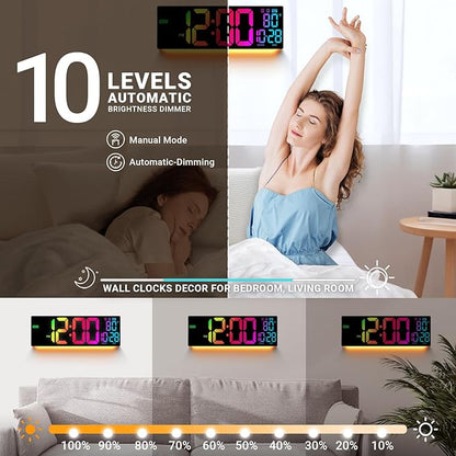 16.5" Large Digital Wall Clock: Wall Mount Decor Clock Large Display for Classroom Dorm Office Game Living Room, House Warming Gift New Home, Christmas Birthday Gift for Mom Dad Seniors Teen Colorful