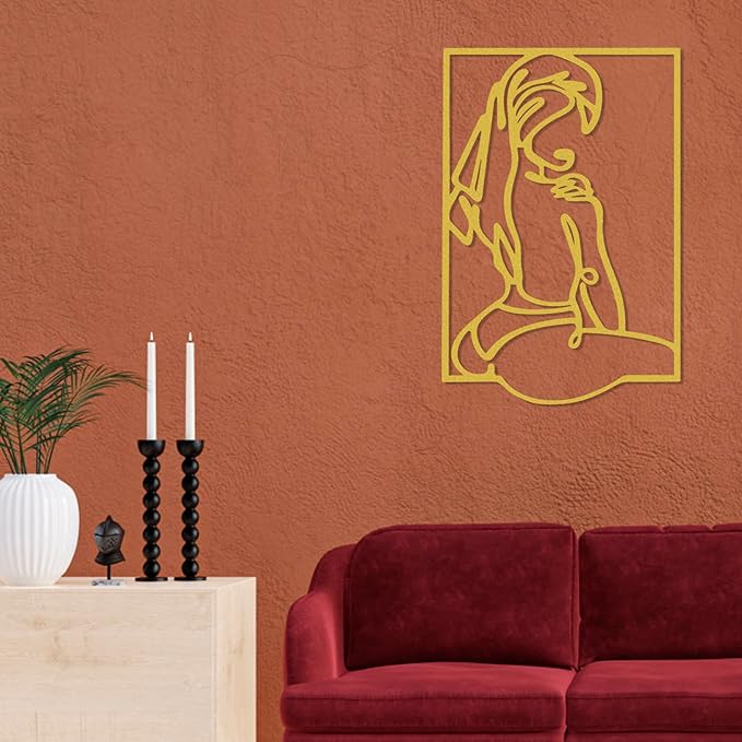 AGIOTA 3 Pcs Gold Wall Decor Metal Line Art for Living Room Wall Decor Above Bed Minimalist Decoration